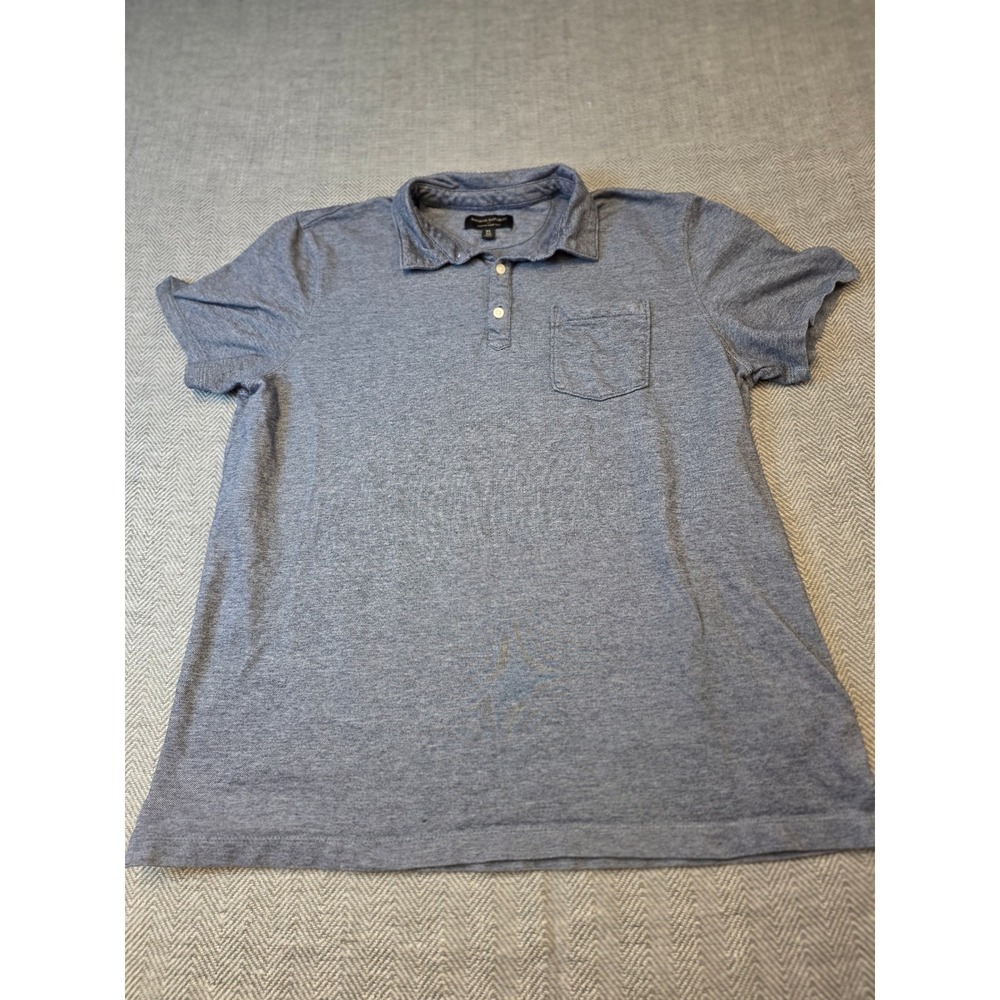 Banana Republic Wicking Pique Polo Shirt Mens XL Heathered Blue Short Sleeve